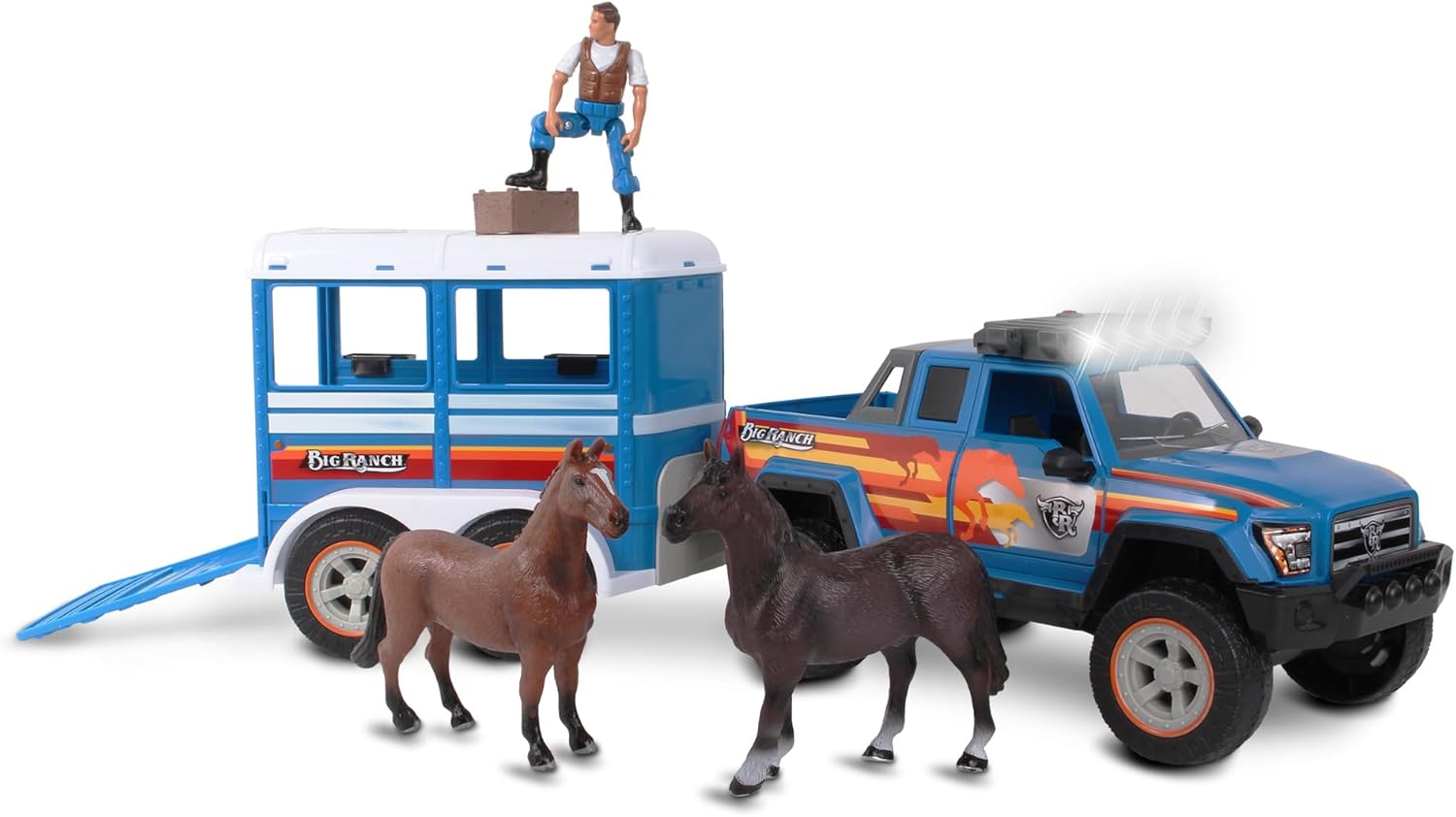 BigRanch 8pc Truck with Horse Trailer