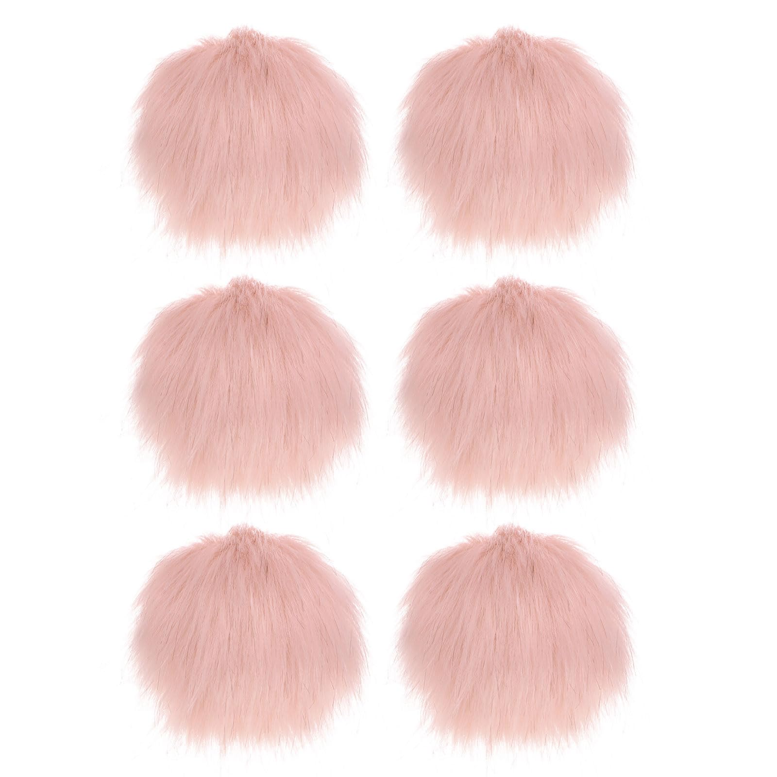 M METERXITY 6-Pack Faux Fur Pom Poms, 3.9 Inch/ 10 cm Soft Fluffy Pompoms Balls with Elastic Loop for Hats/Bags/Keychains/Knitting Accessories/DIY Crafts [Pink]