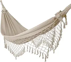 Rede de Dormir Bege Casal Costura Reforçada