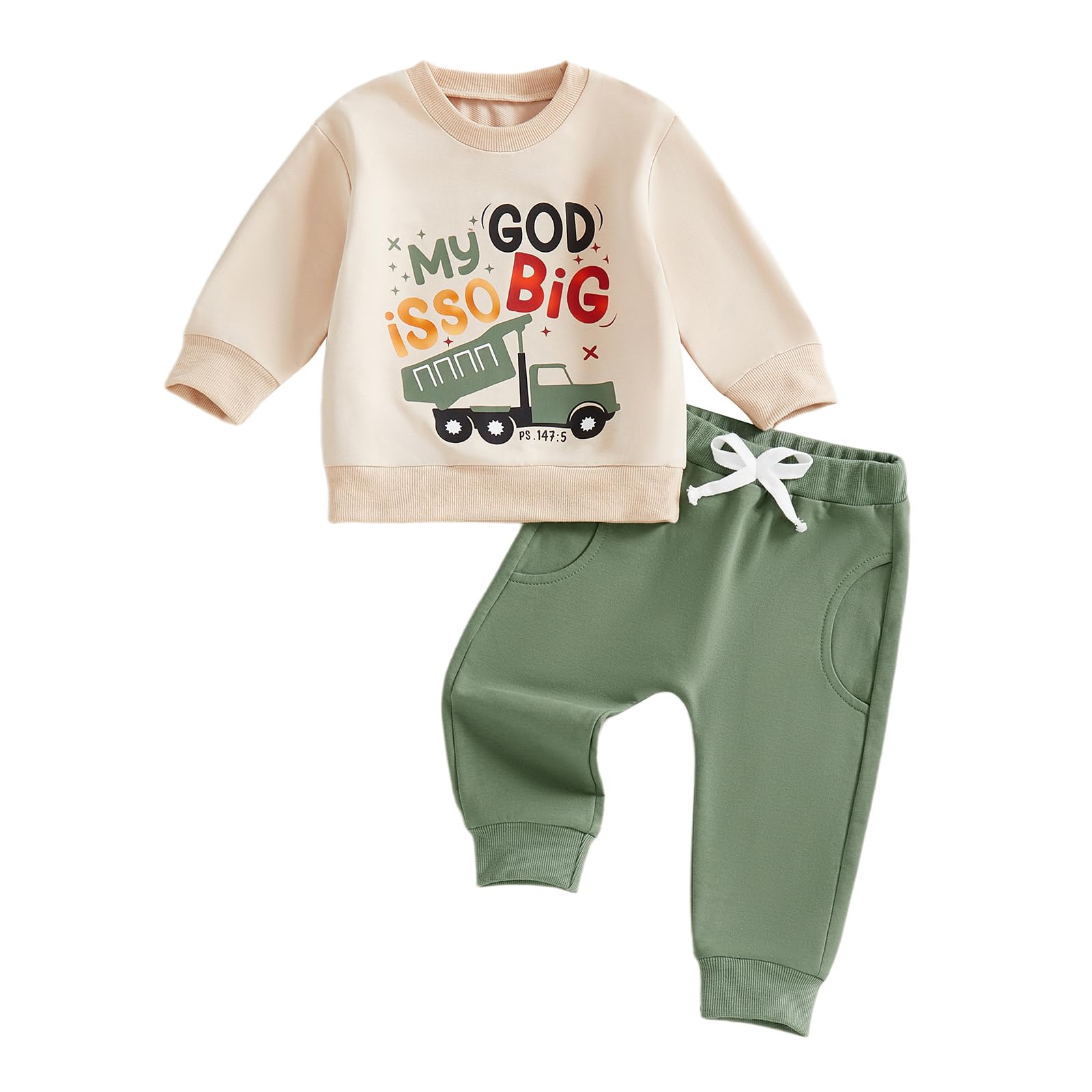 Toddler Baby Boy Fall Winter Outfits Tractor Print Long Sleeve Sweatshirt Pants Set Kids Sweatsuit Clothes