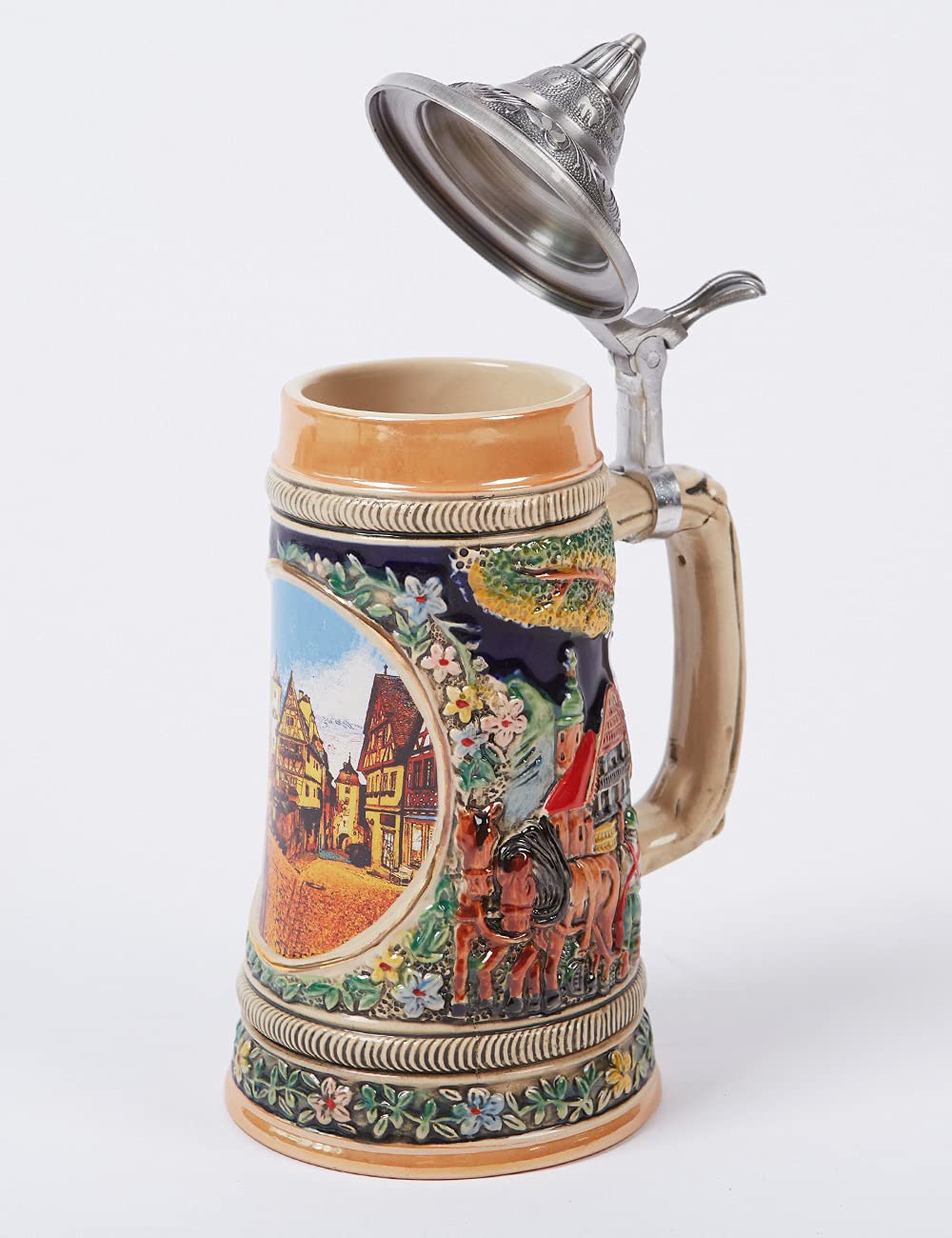 Bierkrug Mit Deckel Deutscher Bierseidel Steinkrug Oktoberfest Trinkbecher Bayern Geschenk Für Männer Vater Bierliebhaber Keramik 600ml
