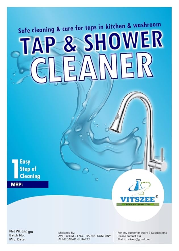 VITSZEE Tap and Shower Cleaner | hard water | soap scum | lime scale stain remover best for basins | sinks | taps | fixtures | bath tubs, scrubber | Pipe, Sink, Bathroom,Floor, Kitchen, Utensils 500ml