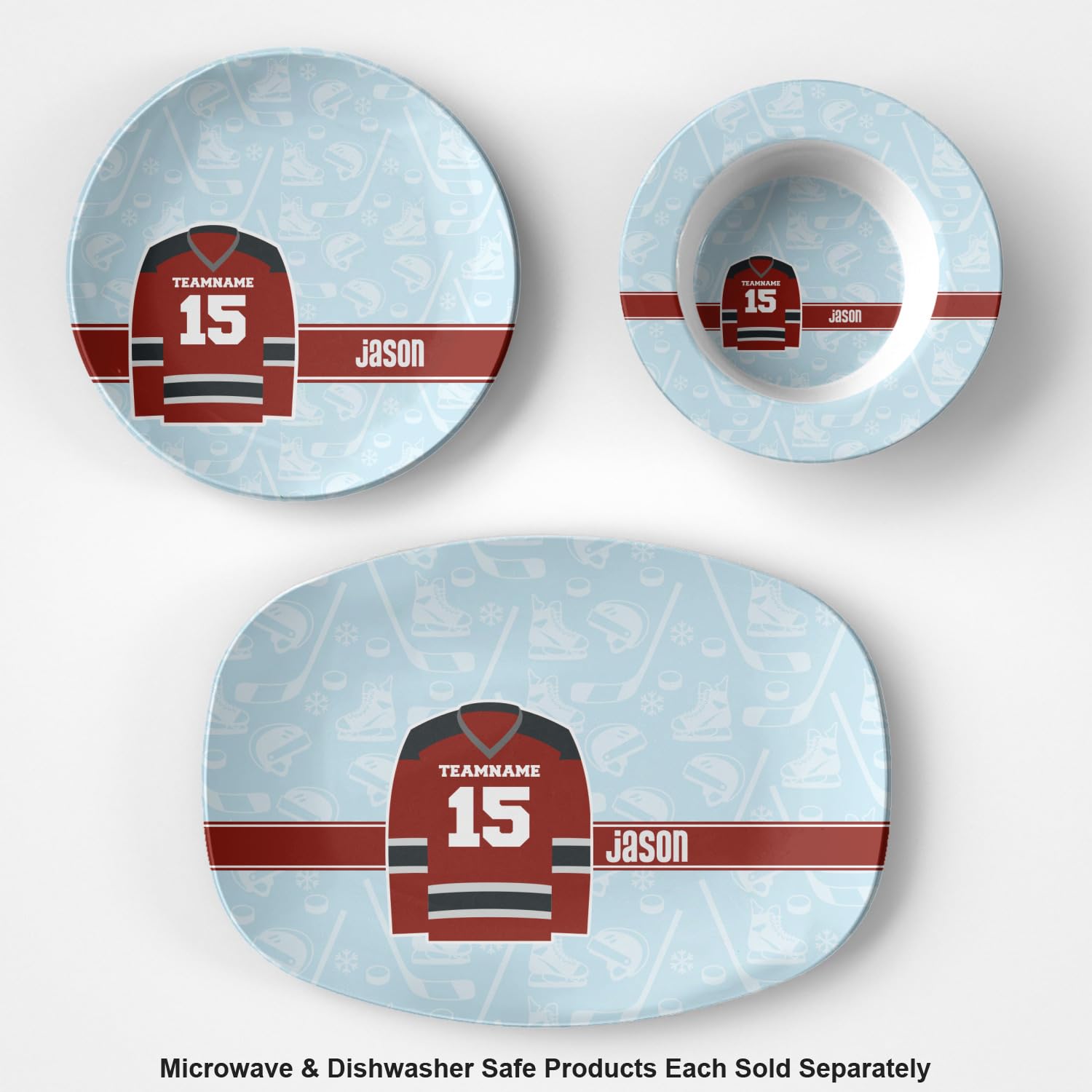 Personalized Hockey Plastic Bowl - Microwave Safe - Composite Polymer