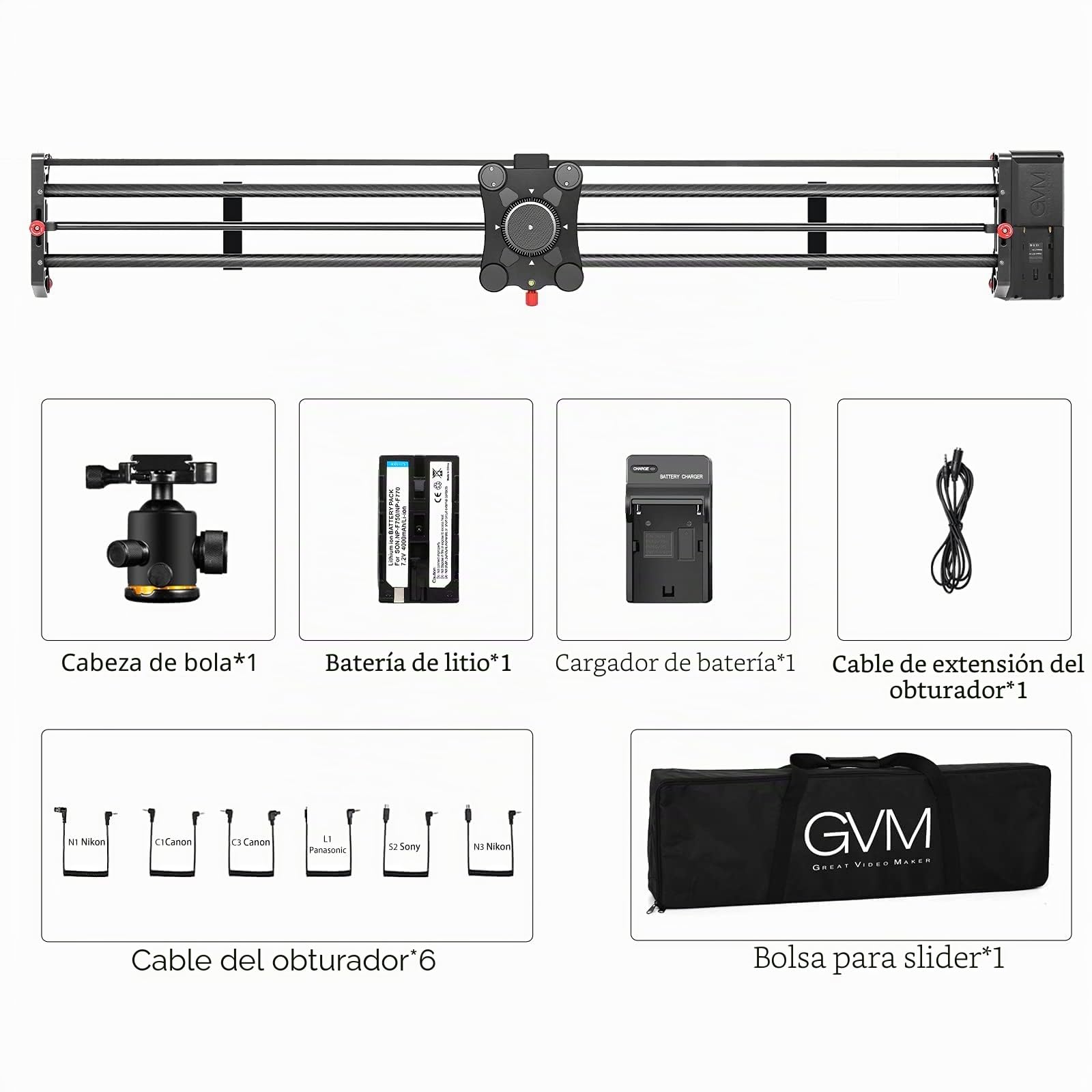 Deslizador de cámara motorizado GVM, riel deslizante de fotografía con control de aplicación de 120 cm con lapso de tiempo y seguimiento, disparo de seguimiento de enfoque y disparo panorámico de 120°