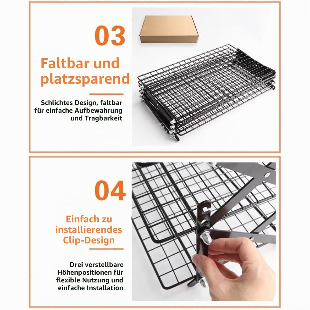 Abkühlgitter,Kuchengitter Abkühlgitter,Zusammenklappbarer 2/3/4-stöckiger Abkühlrost Aus Eisen Für Kuchen, Kekse Und Brot Stapelbares Backgitter Schwarz(Four-layer)