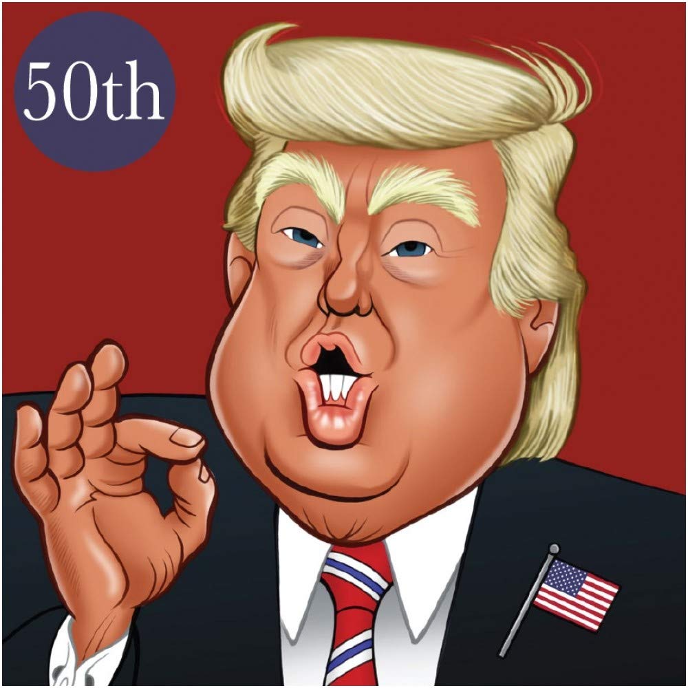 Lustige 50. Geburtstagskarte Mit Donald Trump Motiv – Patriotisch & Witzig, Mit Rotem Umschlag, Für Sie & Ihn