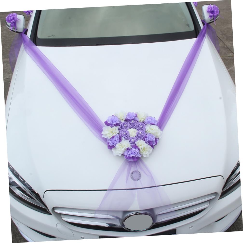 TOPBATHY 2stücke Hochzeitsauto Blumendekoration Künstliche Blumen Herzform Mit Handzugblumen Für Hochzeitsfahrzeuge Party-Dekoration Und Besondere Anlässe