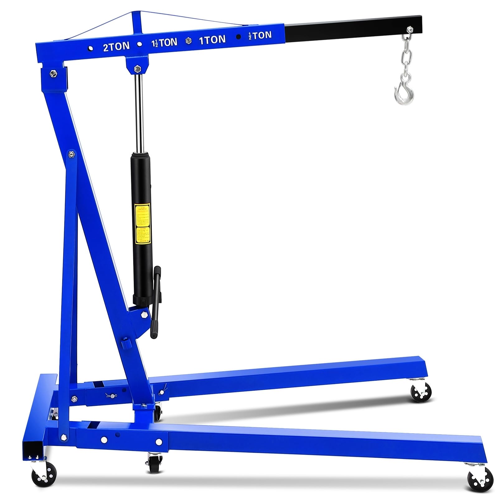 2 Ton Engine Hoist, Folding Cherry Picker with Telescopic Boom, Workshop