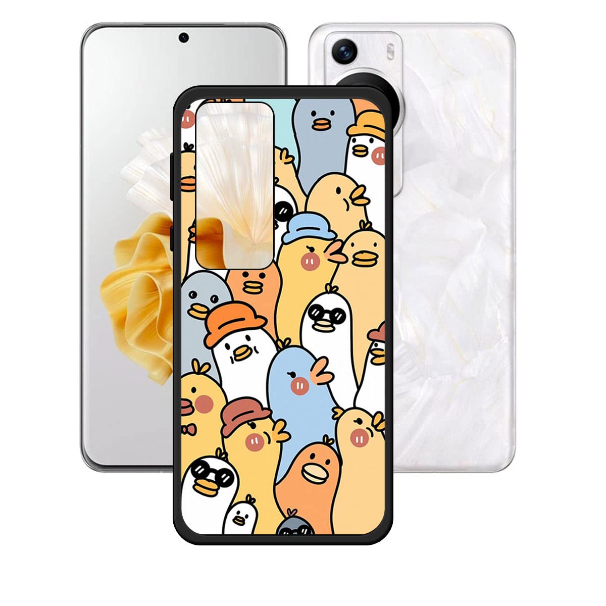 GOKEN Custodia Per Huawei P60 / P60 Pro Con Bordi Dorati Galvanici – Cover TPU Morbida Antiurto, Effetto Lussuoso, Nero