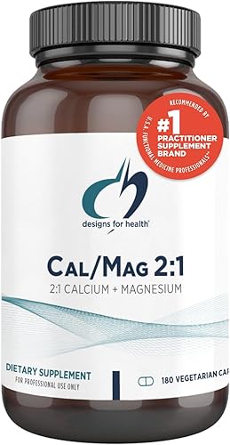 Designs for Health CalMag 21  150 mg de malato de magnesio quelado + suplemento de malato de calcio de 300 mg - Sin OMG, nutrientes de apoyo óseo