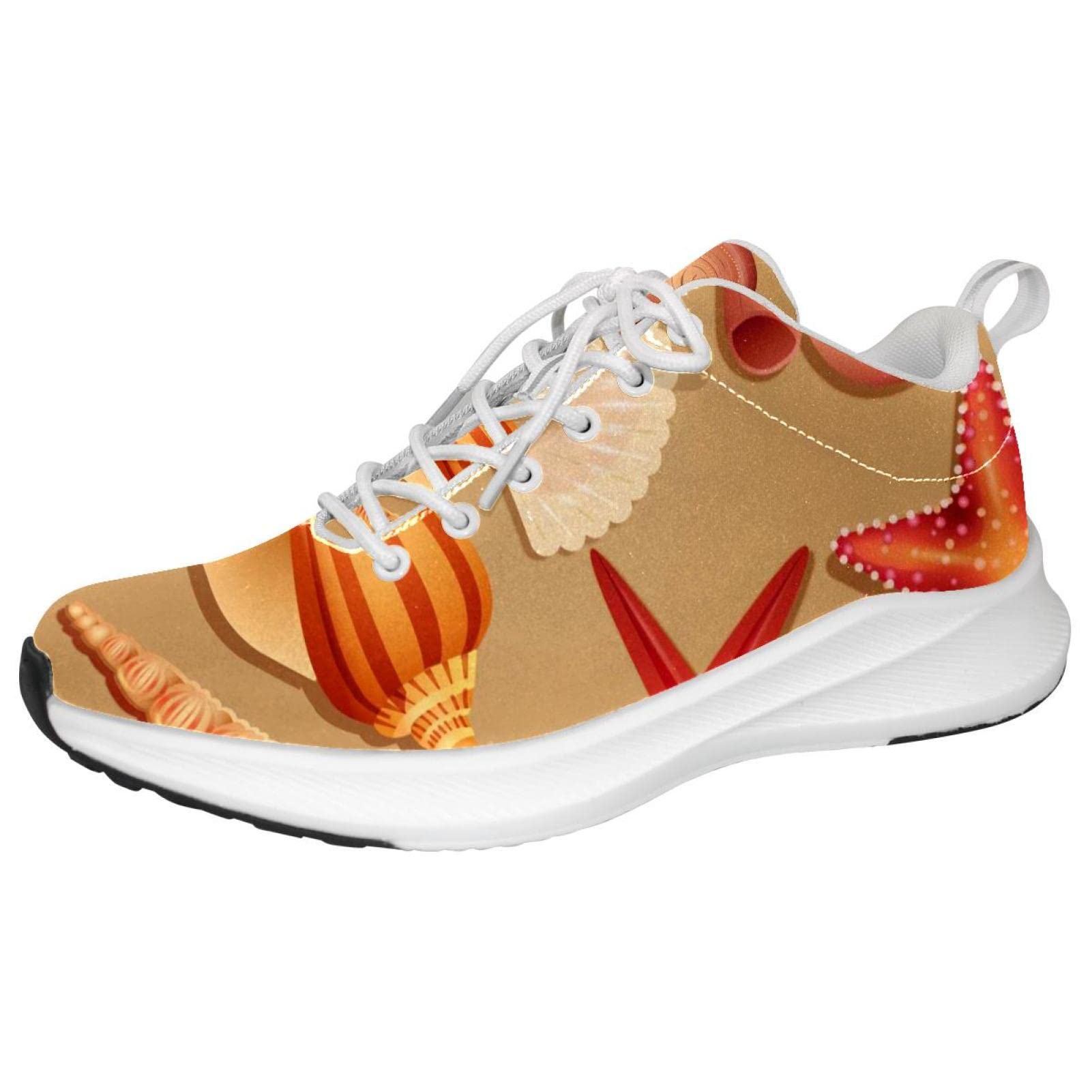 Scarpe da ginnastica uomo personalizzate Scarpe da passeggio leggere Running Athletic Casual Sneakers Conchiglia Conchiglie Mare Stelle marine, multicolore, 36 1/3 EU
