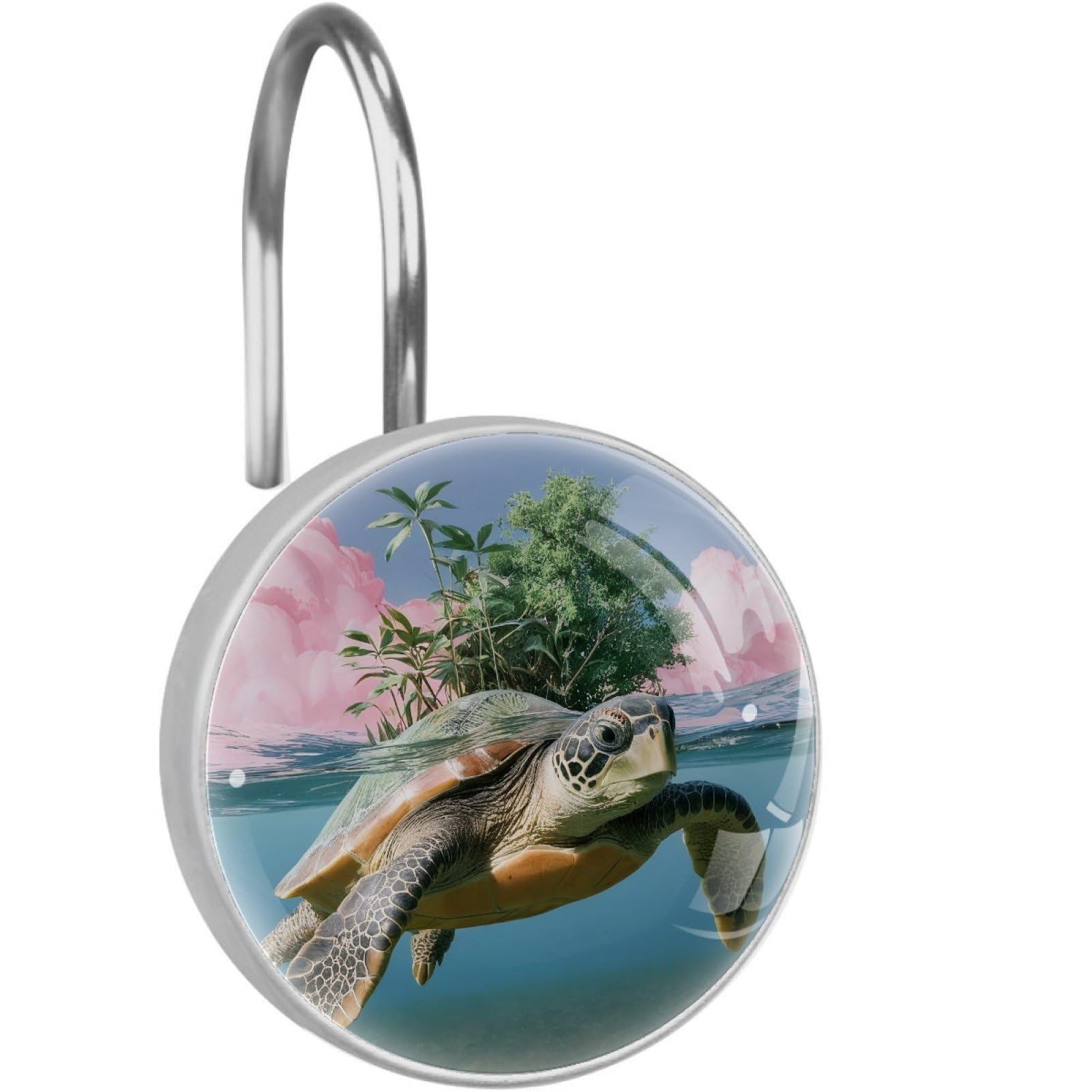 VAPOKF Decorative Shower Curtain Hook: Ocean Turtle Rustproof Stainless Steel Shower Curtain Ring for Bathroom - Shower Curtain Hook & Hangers - Set of 12