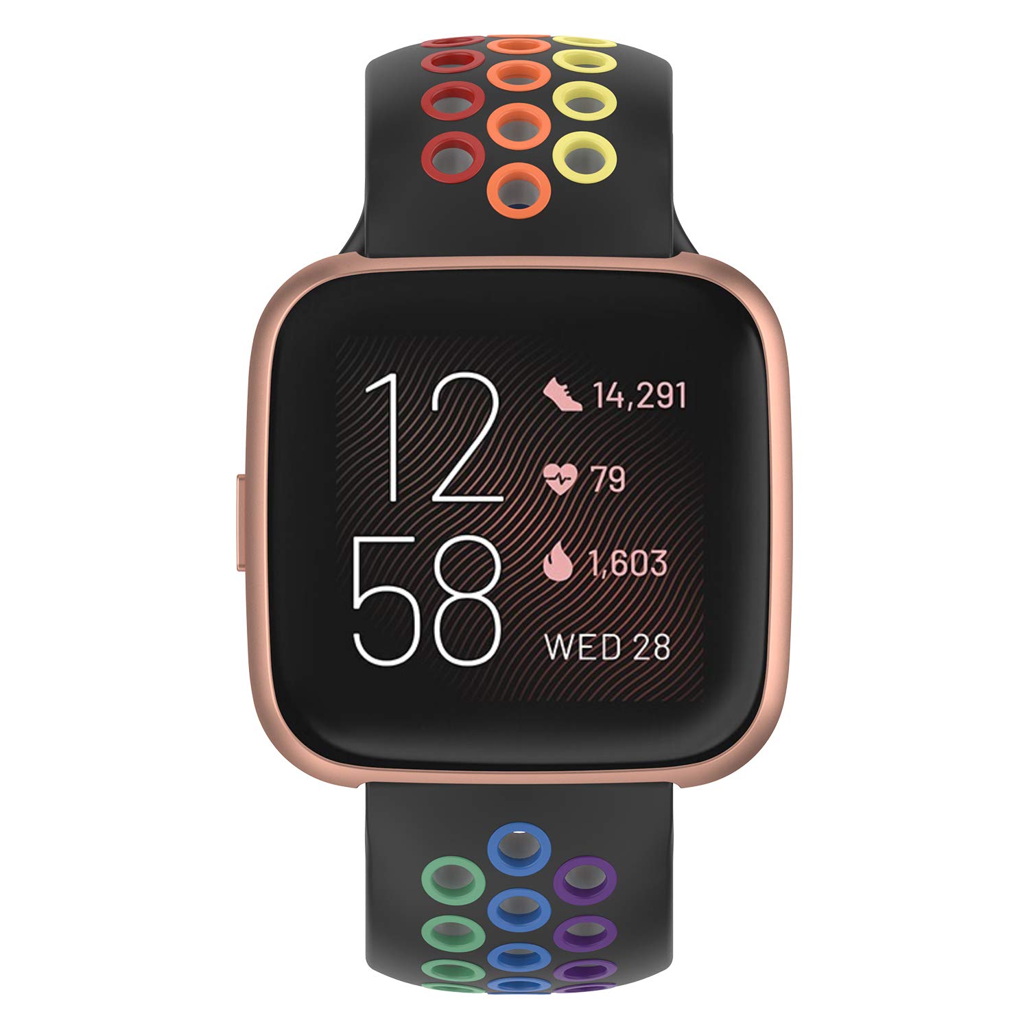 Geageaus Rainbow Bands Compatible with Fitbit Versa/Versa 2/Versa Lite/Versa SE and Fitbit Versa 3/Versa 4/Sense/Sense 2,Silicone Wristband Straps Replacement for Men Women