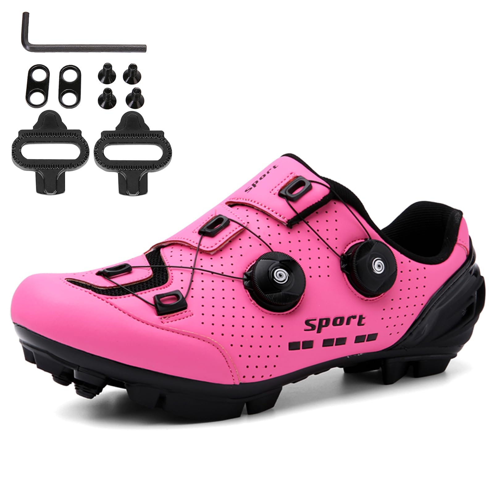 NGARY Zapatilla de Ciclismo MTB Mujer, Zapatos Bicicleta Montaña Compatibles con SPD Pedales de 2 Tornillos con Calas Zapatos De Senderismo para Mujer Exterior