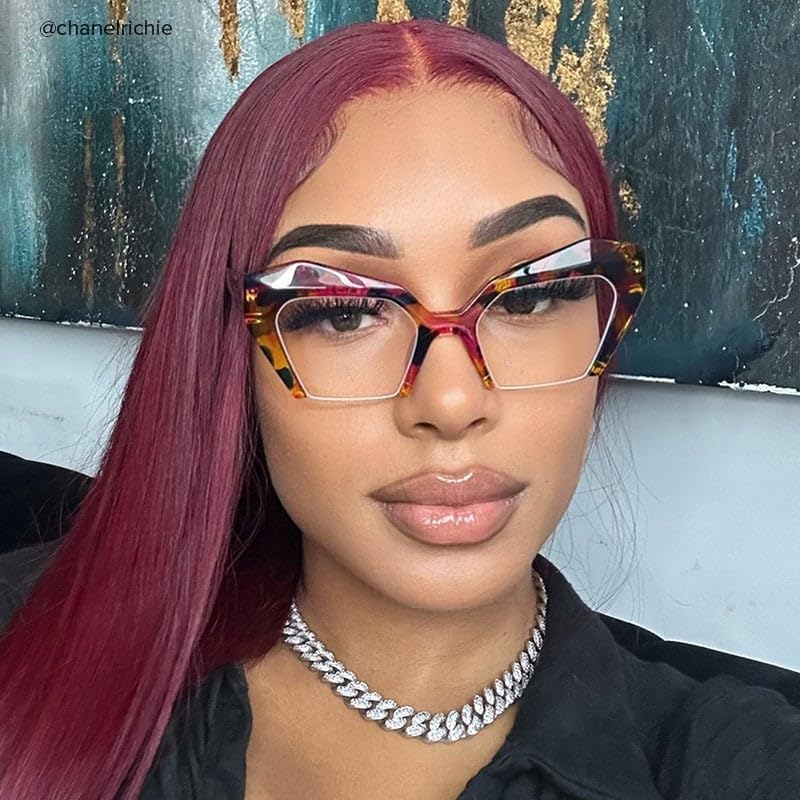 Image of VOOGLAM Thick Oversized Cat Eye Blue Light Blocking Glasses, Fashion Eye Glasses Frame for Women Anti Eyestrain & UV Aeneas