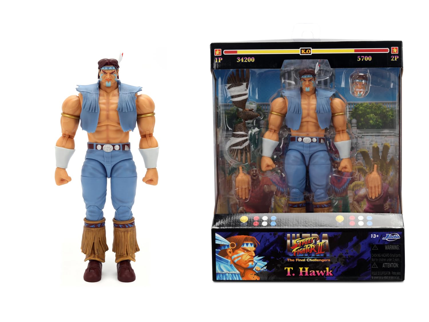 Jada Street Fighter II Figura T. Hawk 17 cm Articulada con Accesorios Intercambiables, Figura Acción Coleccionable Capcom +13 Años (9335739314R00)