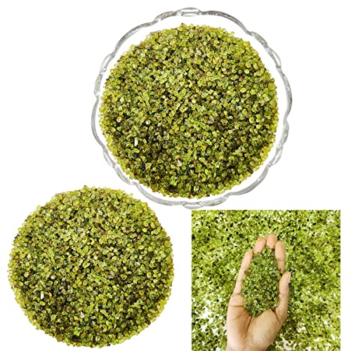 Image of Healing Crystal Chips for Vastu Natural Peridot Chips Stone 50 Gm Peridot Crystal Stone Chips Dust Raw Rough Stone for Reiki Healing Meditation