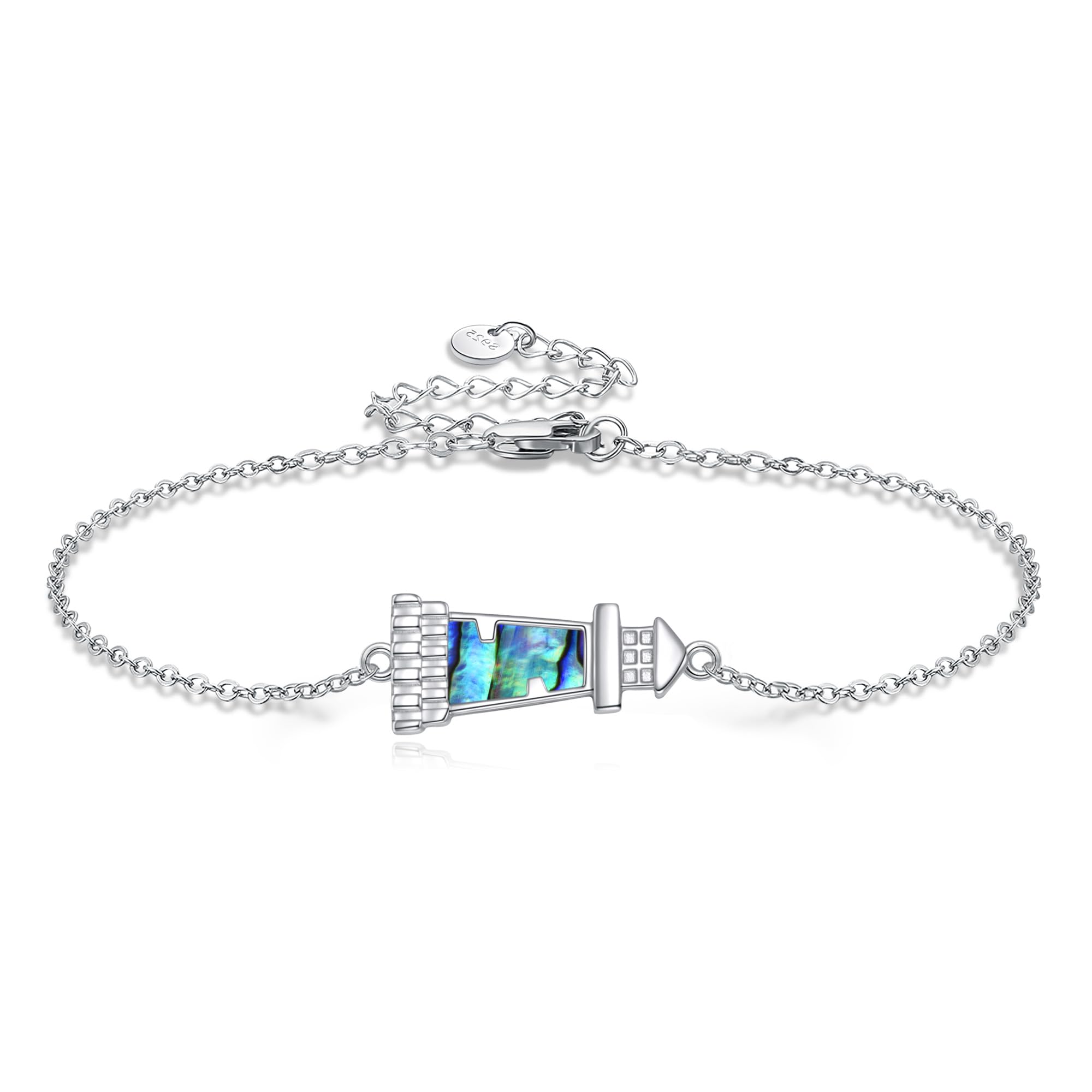 ONEFINITY Lighthouse/Compass Bracelet For Women Sterling Silver Lighthouse/Compass Pendant Bracelet Abalone Shell Birthday Jewelry Gift For Lover