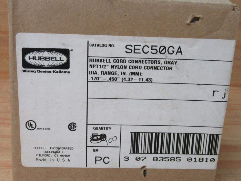 Hubbell SEC50GA 1/2" Cord Connector (Pack of 100)