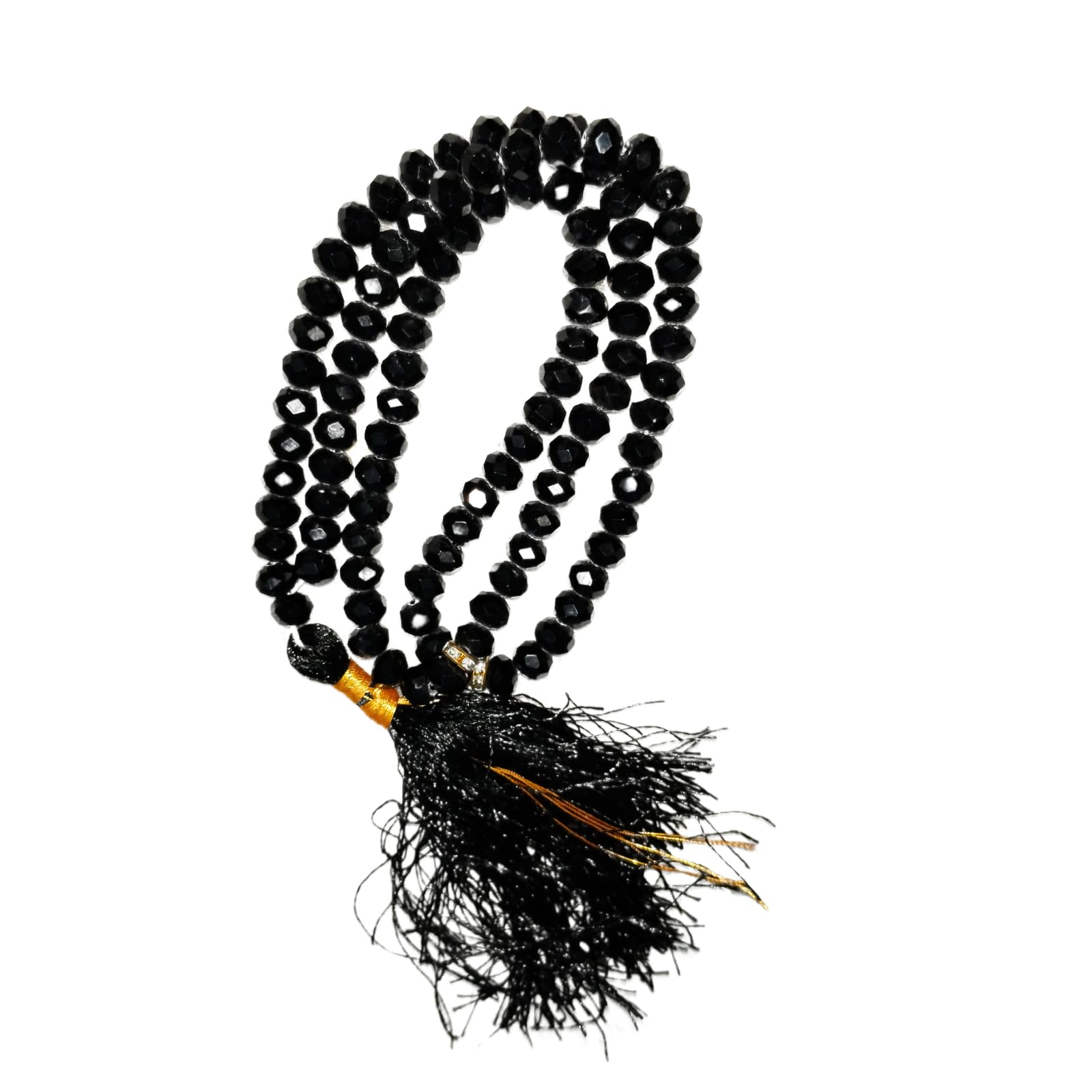 Taj 99 Crystal Beads Tasbih Tasbeeh for Zikr and Dua, Black, Glass, Faceted, 100 Pieces, Misbaha, Prayer Beads