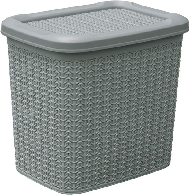 JVL 13-363GY Knit Design Loop Plastic Storage Box 10L, Grey 27 x 29 x 21 cm, One size