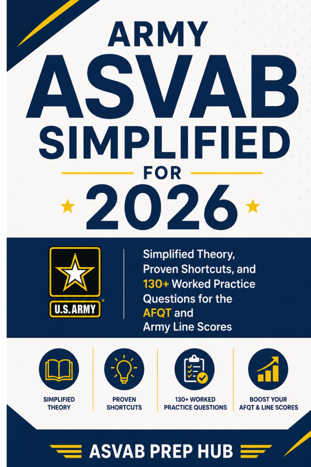 Army ASVAB Simplified for 2026: Simplified Theory, Proven Shortcuts, and 130+ Worked Practice Questions for the AFQT and Army Line Scores