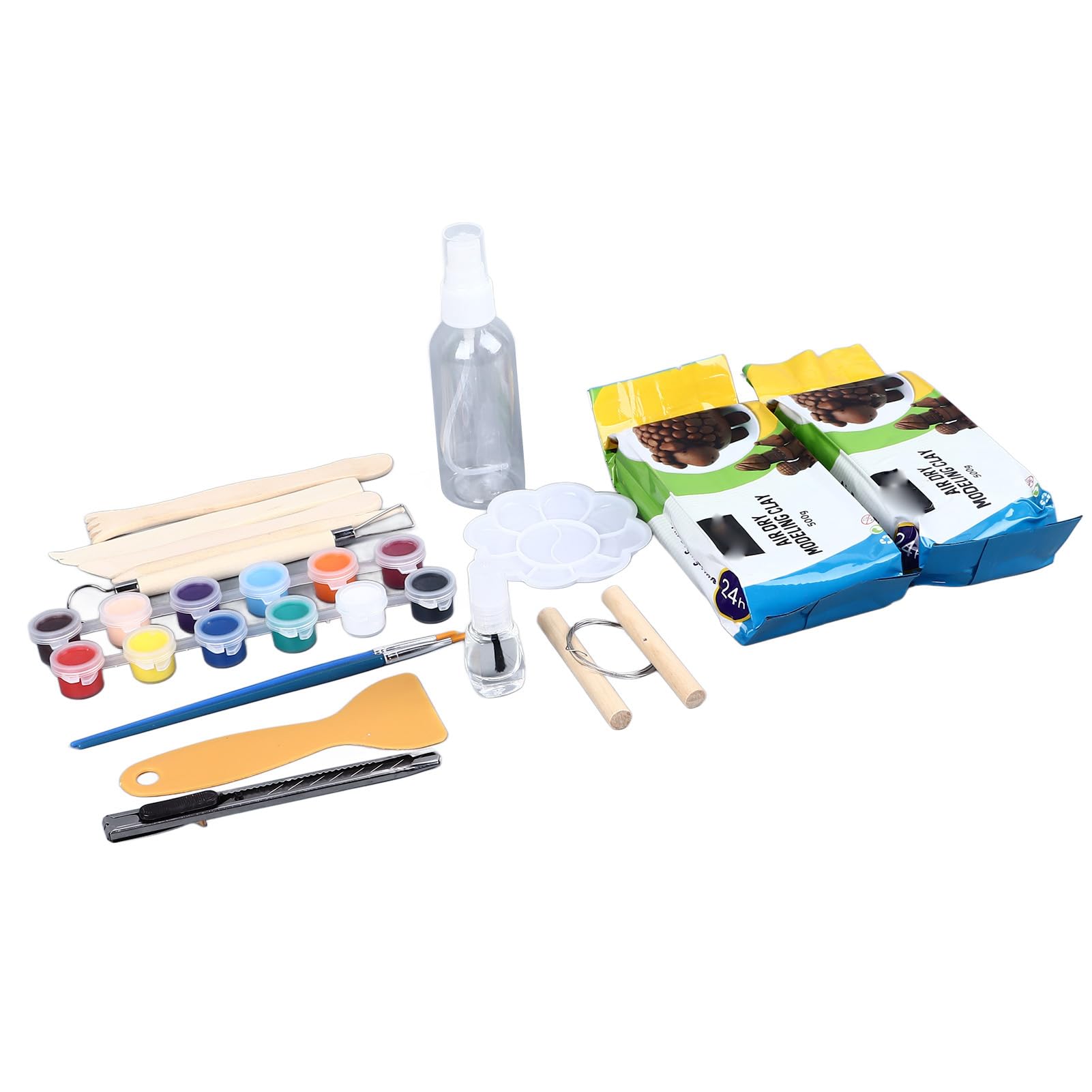 Kit de arcilla seca al aire de 2 piezas de 500 g Arcilla de modelado de porcelana premium con 14 piezas de herramientas de escultura para manualidades de cerámica Proyectos