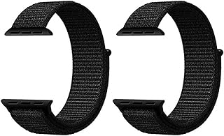سوار ساعة نايلون لساعة آبل، قطعتين، لون أسود، مقاس 42/44