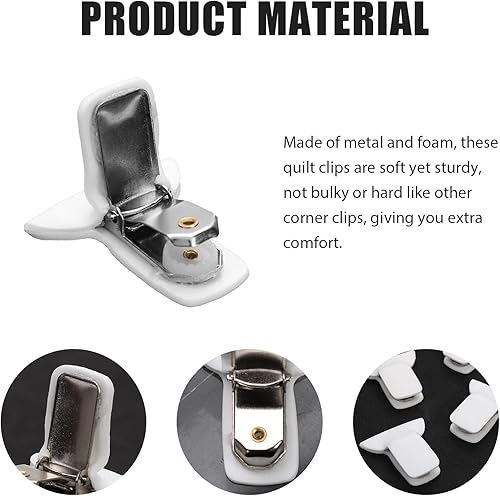 Miniatura 4 de NQEUEPN 4 clips de edredón para edredón en el interior, sujetadores de manta de metal de espuma de sujeción fuerte, clips de funda de edredón para