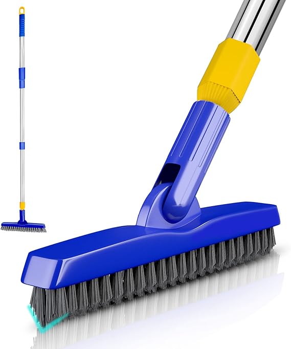 ITTAR Grout Brush with Long Adjustable Handle, Swivel Scrub