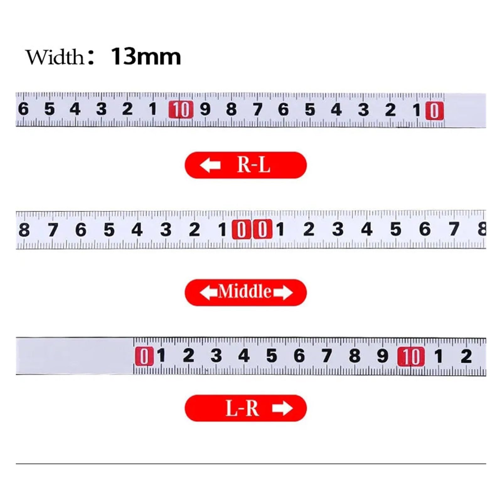 Cinta Métrica Regla de inglete acero inoxidable 10 m, 13 mm ancho, autoadhesiva, escala métrica, resistente al óxido y desgaste