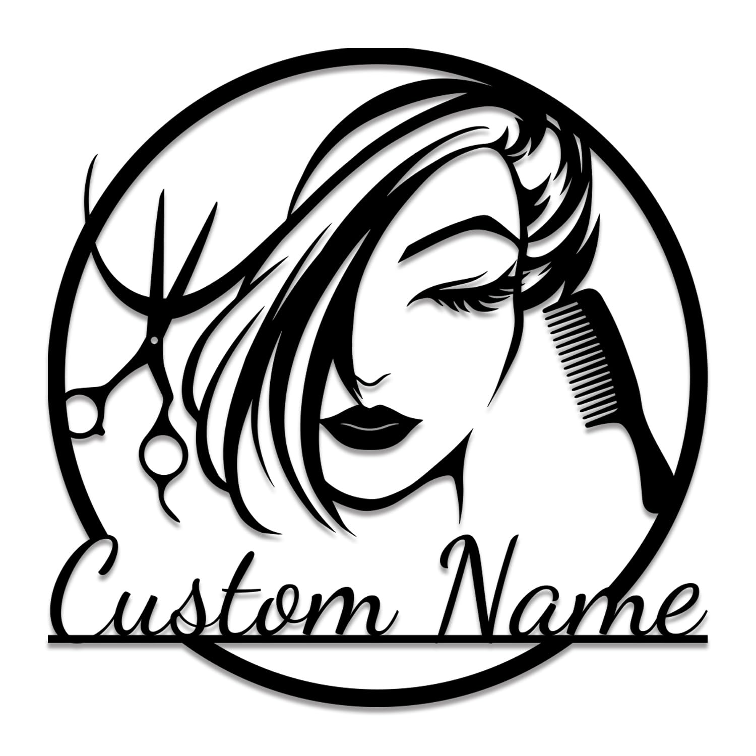 Personalized Custom Hair Dresser Metal Sign,Custom Beauty Salon Girl Hair Metal Wall Art,Personalized Hair Dresser Name Sign (Style-2)