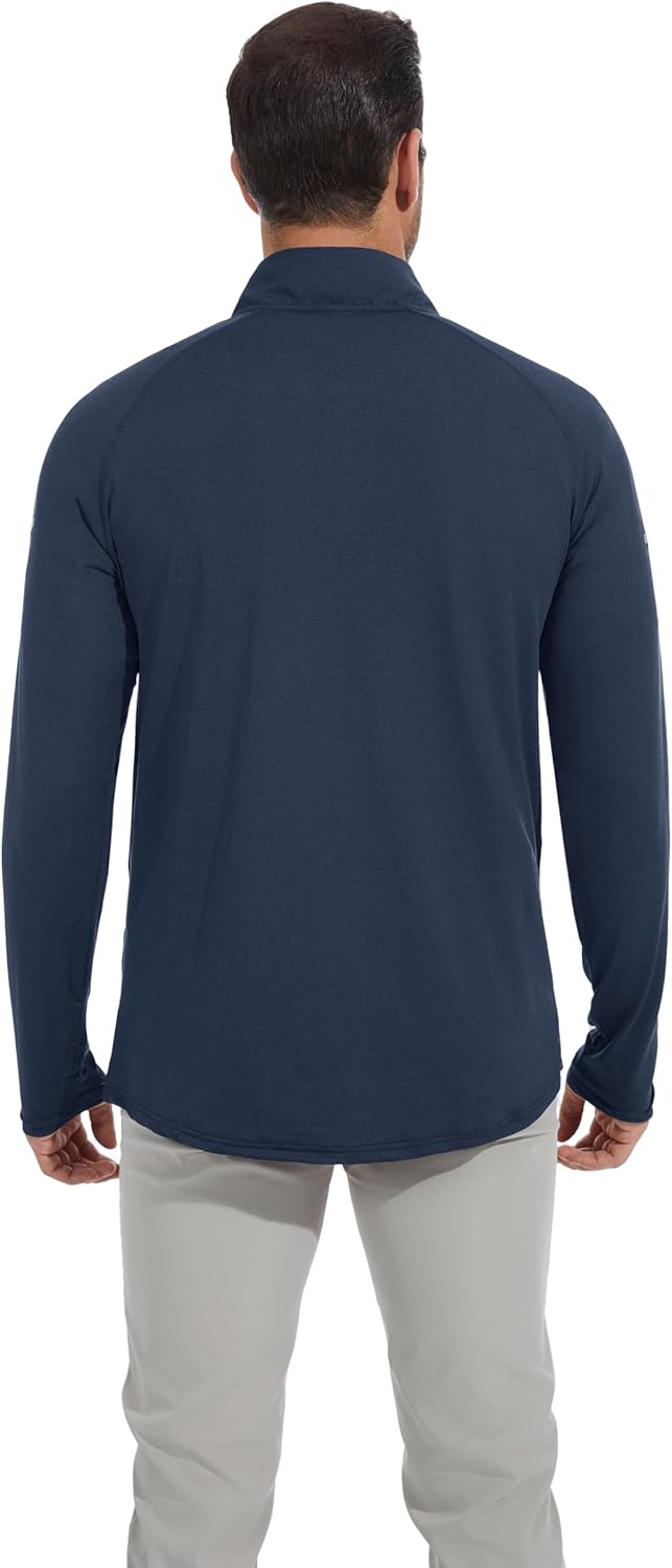 Mens Golf Quarter Zip Pullover Mock Neck Sweatshirt Lightweight UPF 50+ Sun Protection Long Sleeve Performance Shirt - Image 2