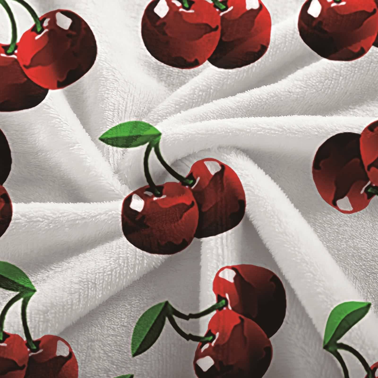 Kuscheldecke Grün 150x200, Wohndecke Warm Flanell Rot Kirschblatt Flanelldecke Blanket Weich Kuschelig Sofa Bett Geschenk