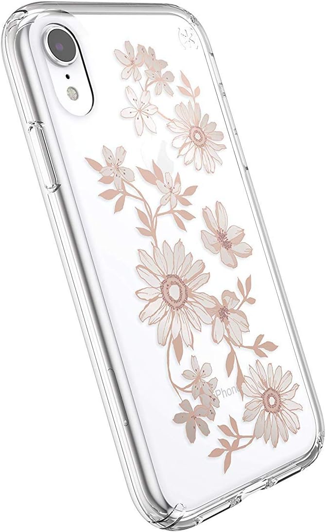 Speck Products Presidio Clear + Print iPhone XR Case, DancingDiamonds Peach Gold/Clear
