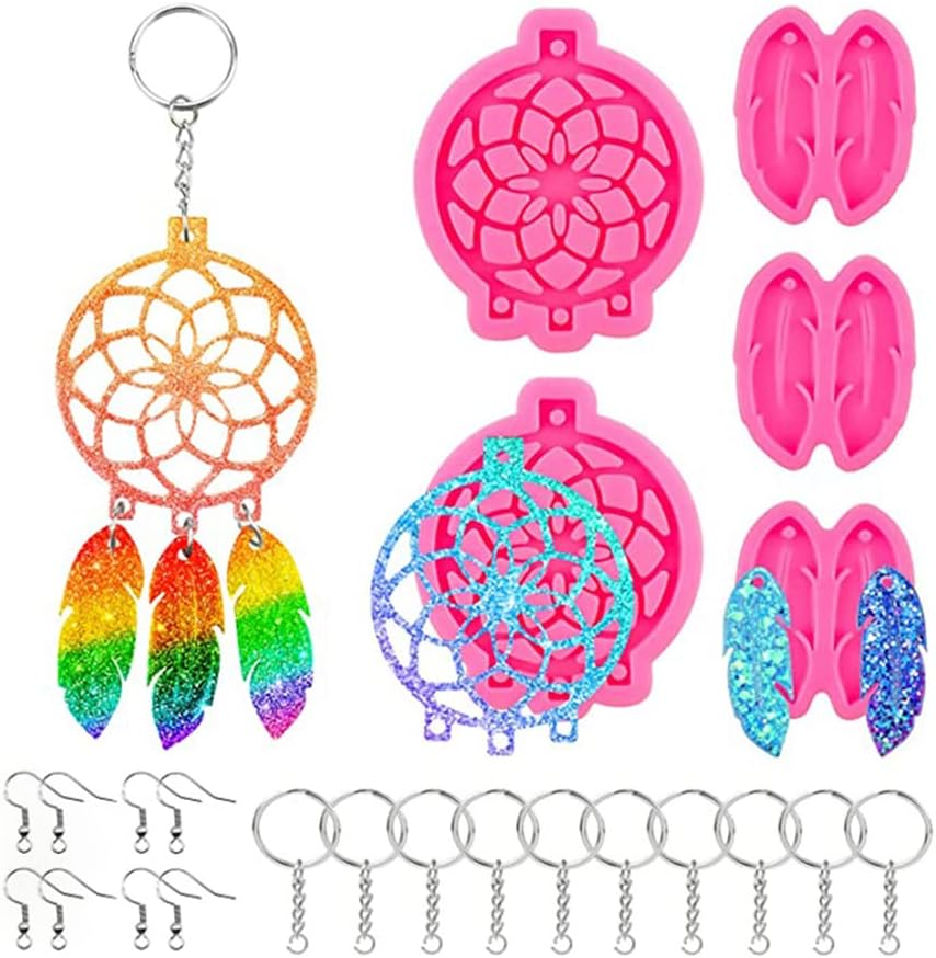 希少 Exceart 71ピースドリームキャッチャー型キットクリエイティブシリコンペンダント型diyアクセサリー