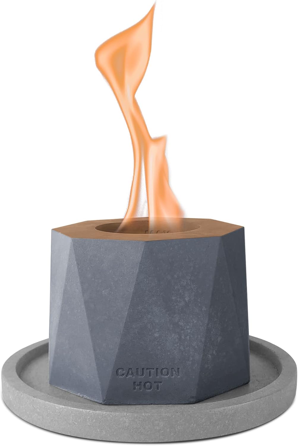 Kante Concrete Tabletop Fire Pit with 7.2" Dark Gray Base, Ethanol Fire Pit for