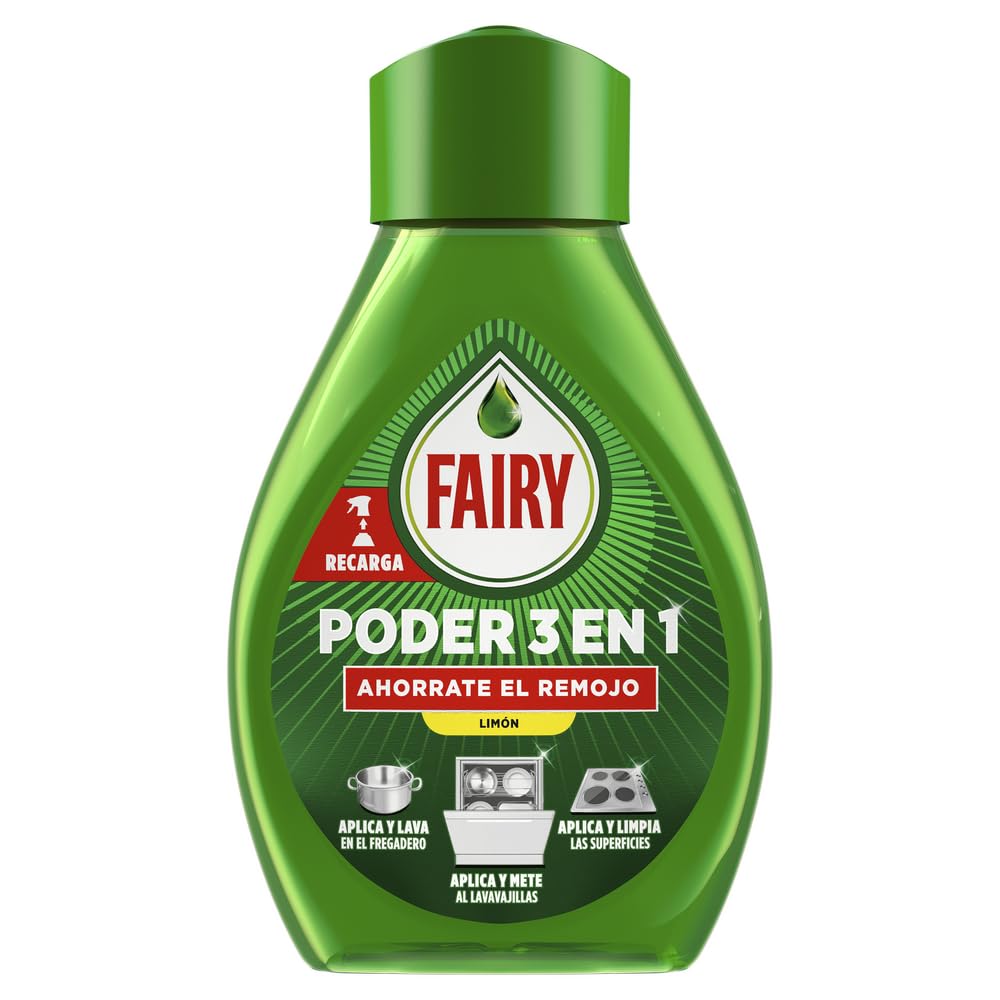 Fairy Poder Sin Remojo Limón Spray Recambio, Vajilla y Cocina, Antigrasa, 500ml