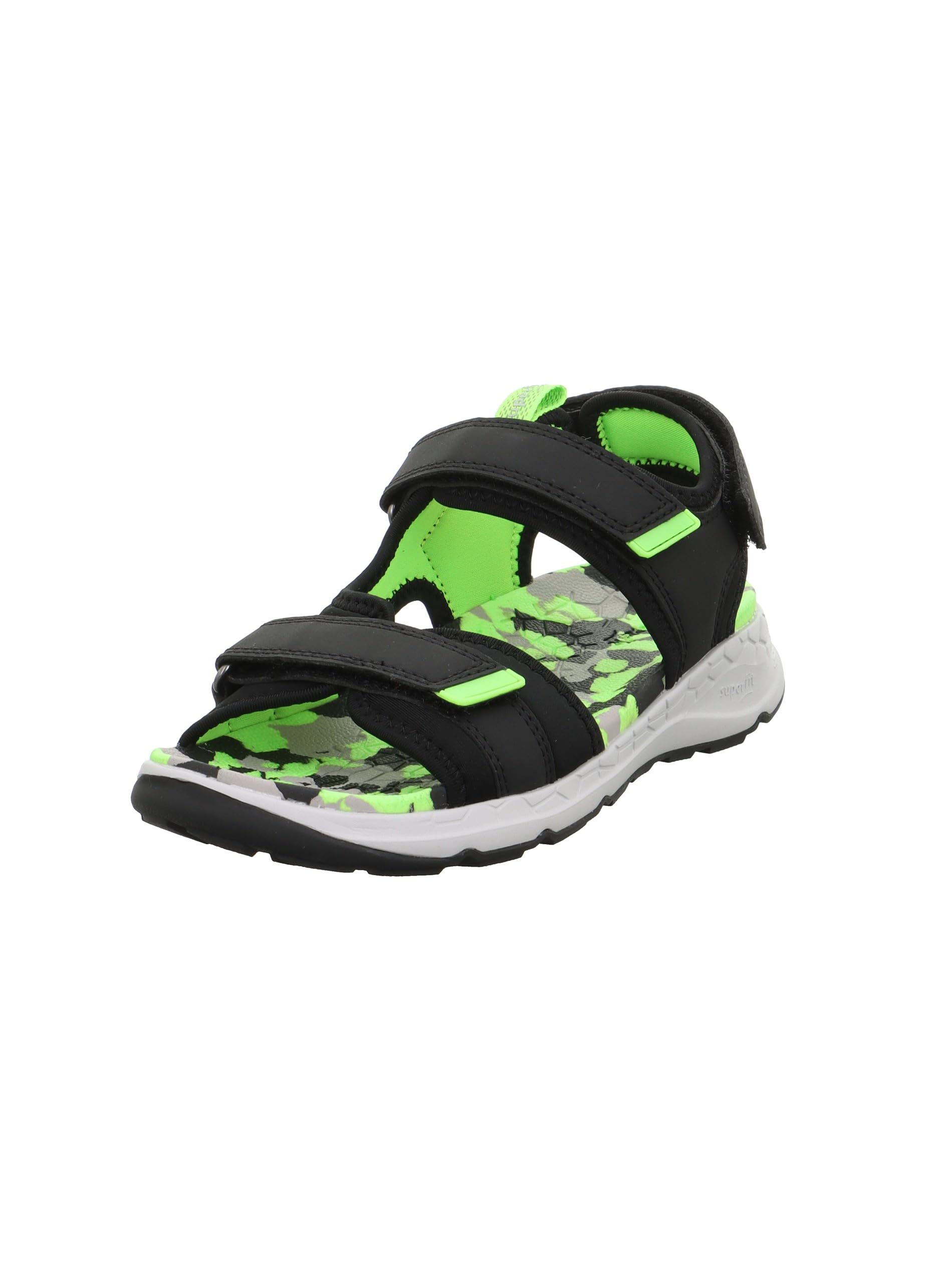 Superfit Boys Criss Cross Sandals, Black light green 0000, 11.5 UK