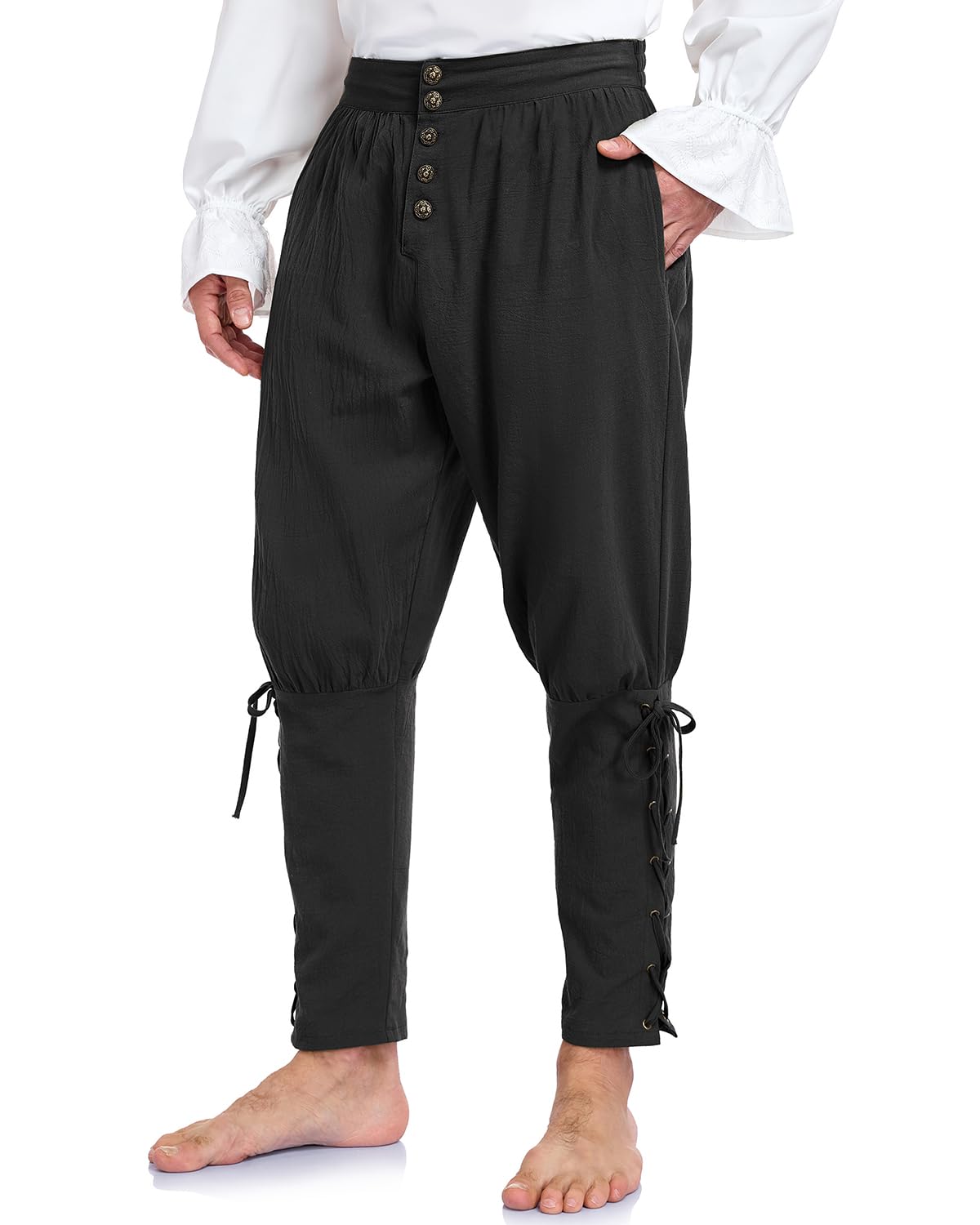 Century Star Pirate Pants - Renaissance Costume Mens Medieval Ren Faire Viking Colonial Navigator Ankle Banded Halloween