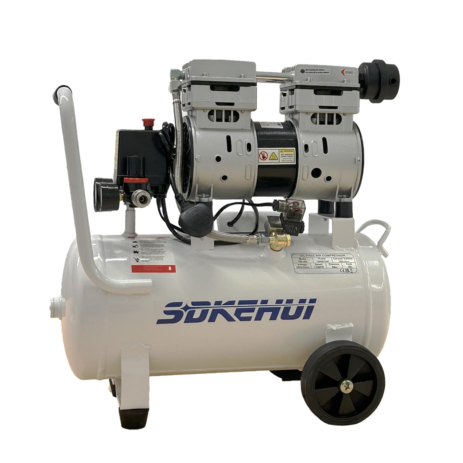 Compresor de Aire Ultra Silencioso 25L Ultra Quiet Air Compressor 750W de Tanque para Reparaciones en el Hogar y con Accesorios Completos
