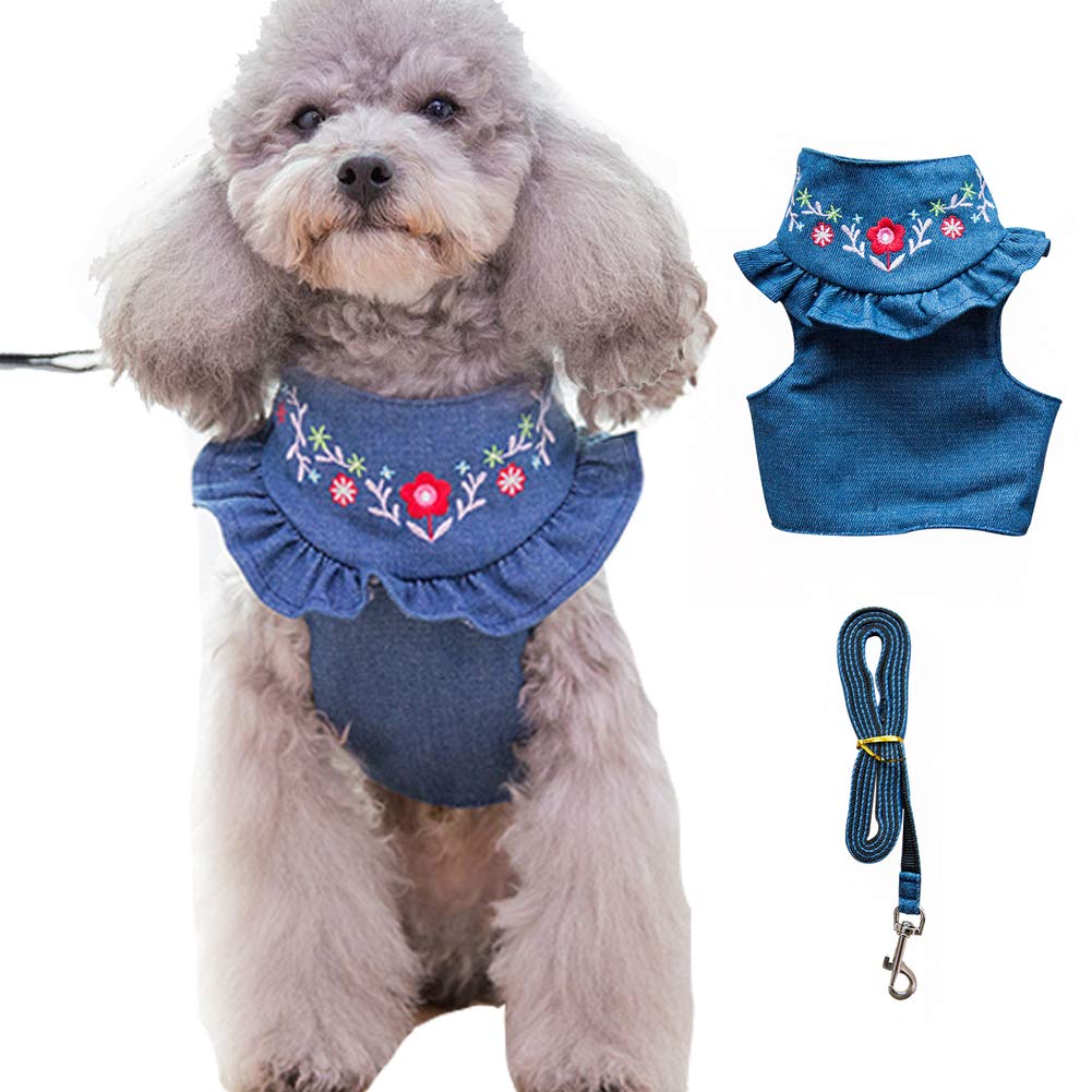 Dog Harness with Leash, Adjustable Puppy No Pull Harnesses Escape Proof, Metal Clip Cowboy Cat Walking Jacket Vest Comfort Fit for Pet Kitten Puppy Rabbit Small Medium Dogs And Cats