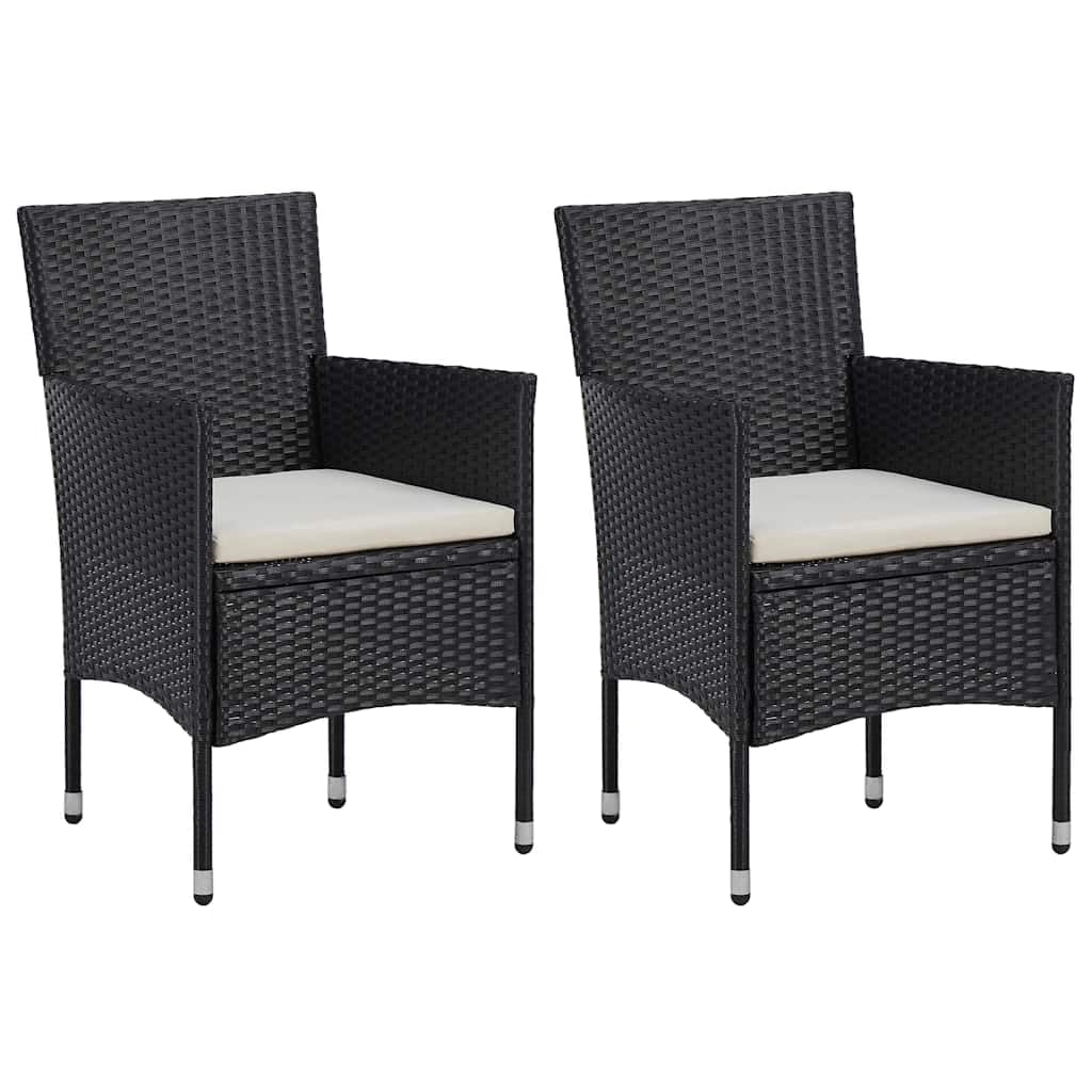 Poly Rattan krzesło ogrodowe zestaw 2 szt. czarne