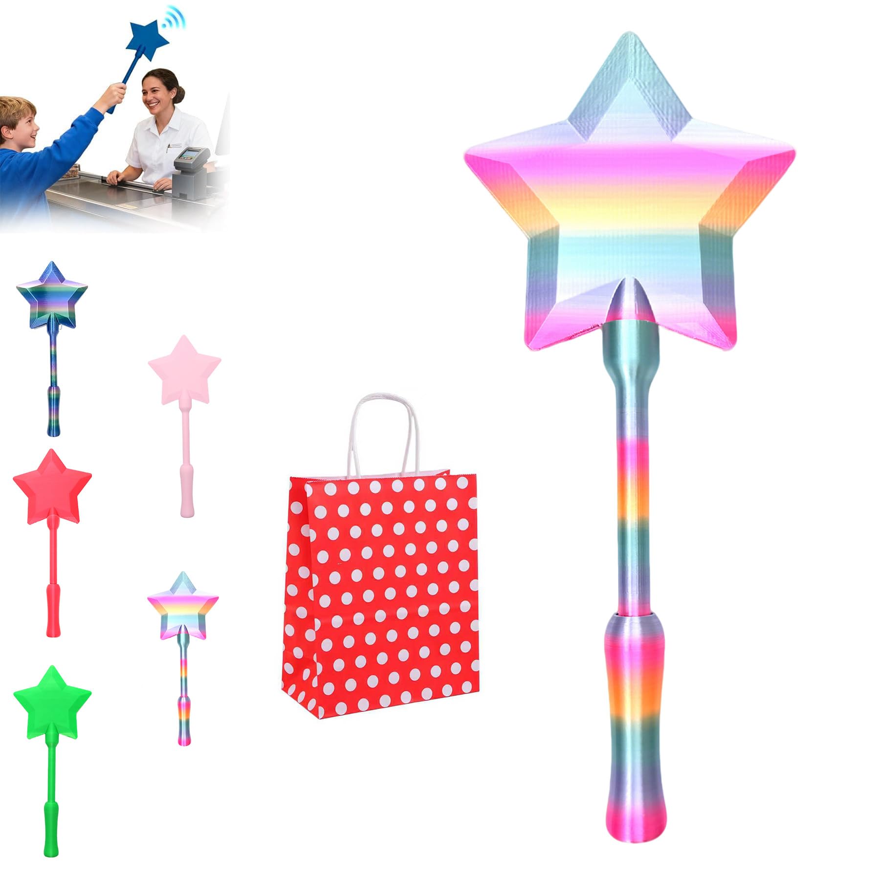 Fairy Pay Wand, 3D Printed Wand Tap to Pay,Star Magic Wands Contactless Payment Card Holder, Taps-to-Pays Credit Card Wands (Regular-E)