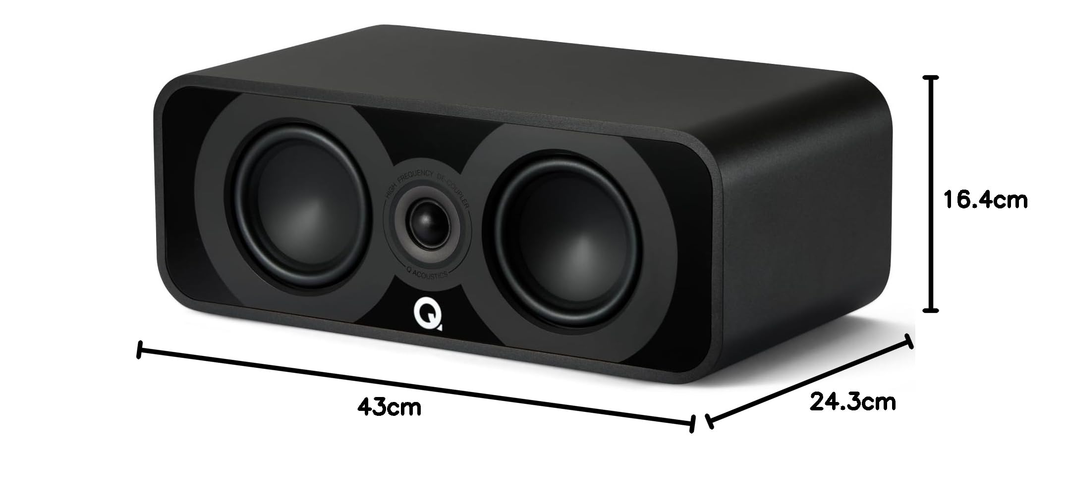 Q ACOUSTICS Altoparlante centrale 5090 nero satinato – 2 x 4,5 Mid/Bass Driver, 1 x 1 Tweeter – Altoparlanti TV per sistema audio surround – Altoparlanti per giradischi in vinile Hi-Fi, altoparlanti