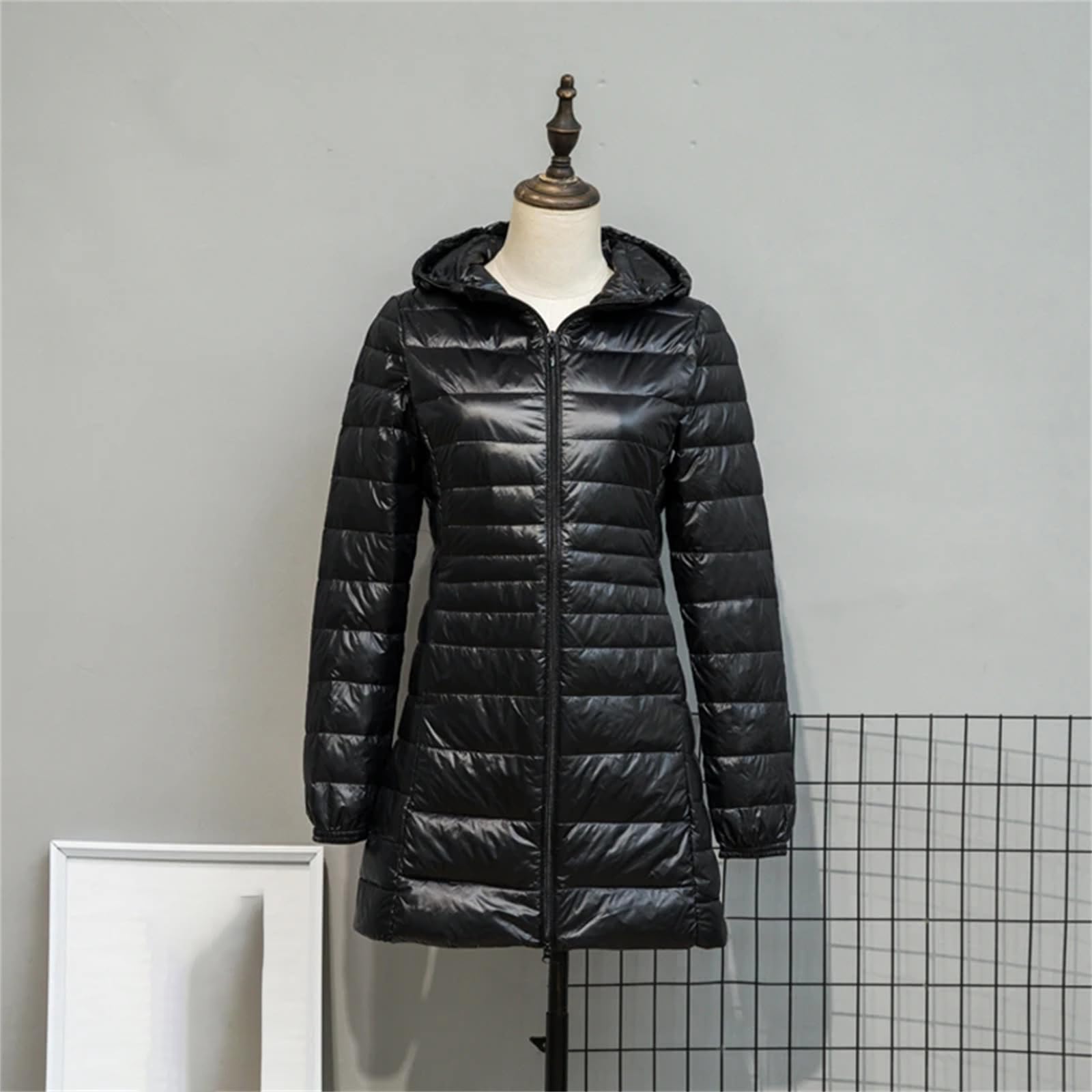 Piumino Lungo Da Donna Piumino D'anatra Con Cappuccio Piumino Invernale Portatile