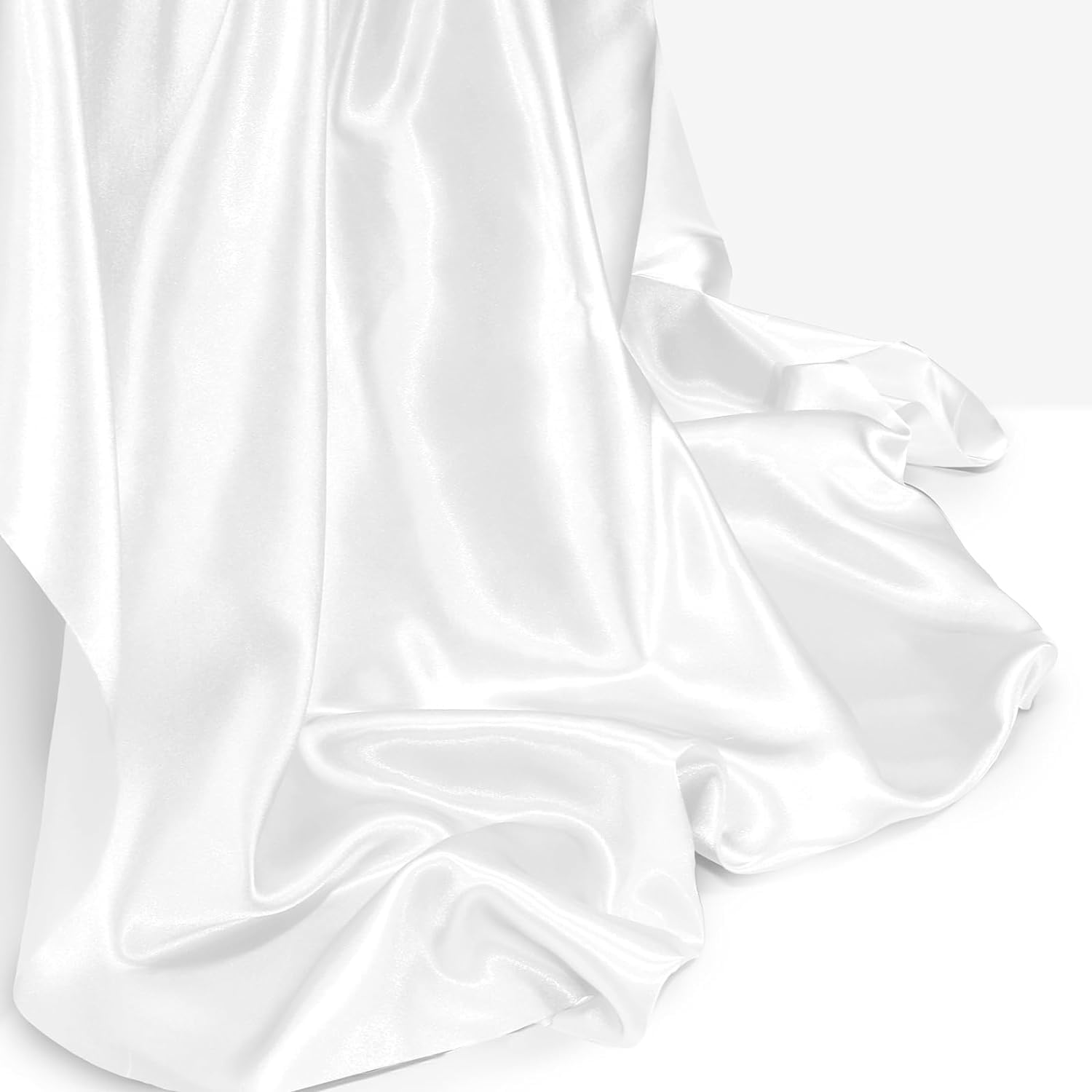 RR Design Plain Silky Satin Dress/Pillow Cover/Scrunches Fabric Plain Material Silk And Shine Fabric Material (Width:- 44")(White,1 Meter) (White, Solid)-image-34
