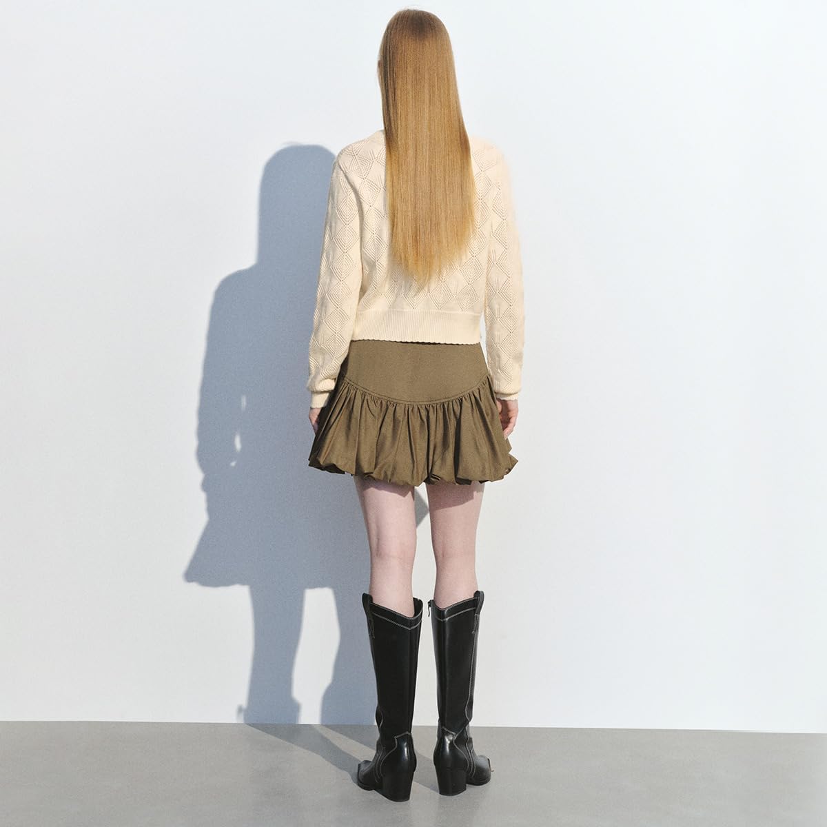 URBAN REVIVO Women Bubble Mini Skirts Balloon High Waist Ruffle Hem Summer Puffy Cute A-Line Sexy Y2K Skirt - Image 6