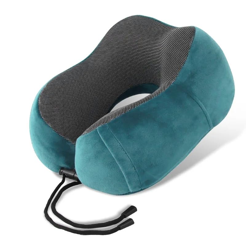 Travesseiro de Pescoço Formato U para Viagem Avião Carro Ônibus Almofada Ortopédica Ergonômica com Espuma Viscoelástica para Cervical, Cabeça e Pescoco Adulto - NRSHOP (Azul)