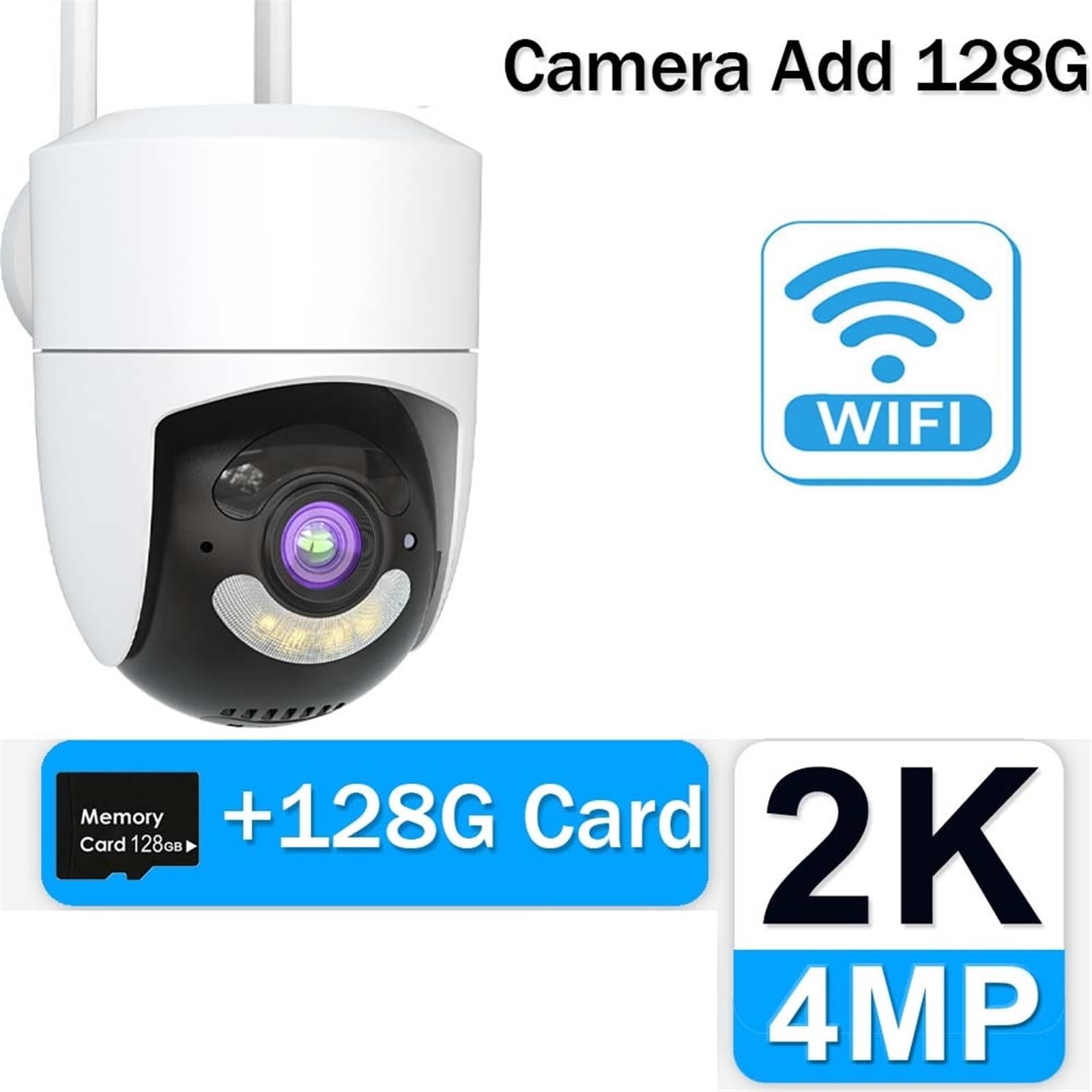 Caméra de sécurité, Caméra 2K 4MP extérieure sans Fil 2.4/5G PTZ Protection de sécurité caméras Surveillance Maison NVR CCTV caméra IP(T Camera Add 128G)